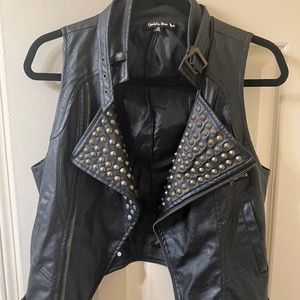 Faux Leather Vest with Studs